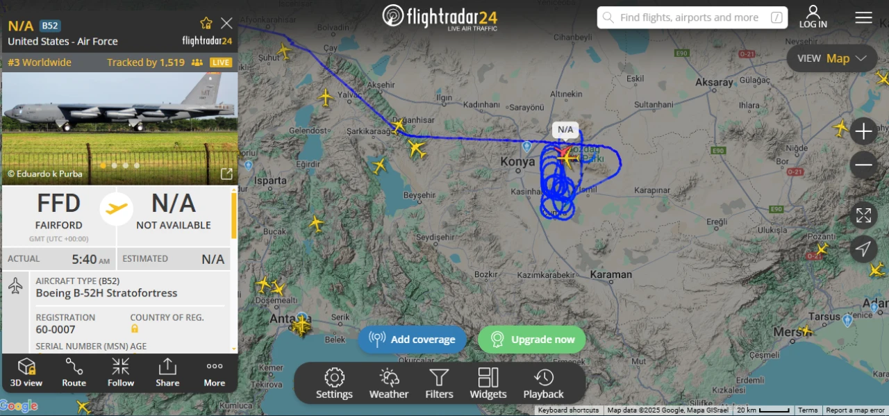 Konya üstünde uçan bombardıman uçağı merak uyandırdı | 2 saattir daireler çiziyor