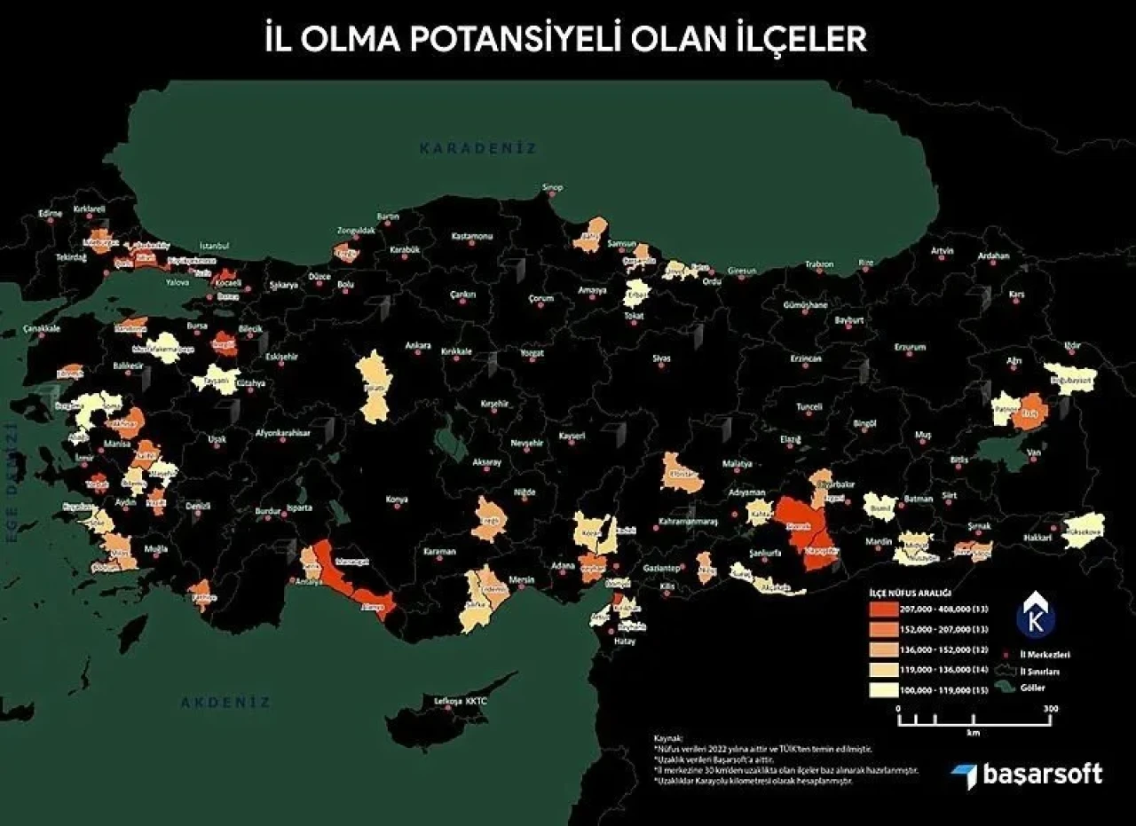 Listeye 5 Yeni İlçe Eklendi! Hangi İlçeler Potansiyel Olarak İl Olabilir? Hangi ilçeler il olmaya aday?